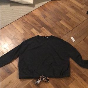 Never Worn Grey Zara Sweater with Tiger Print Bow
